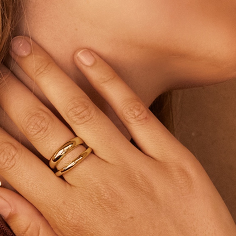 Loren Stewart x Curateur NWT Double Band Gold Tone Ring Size 7